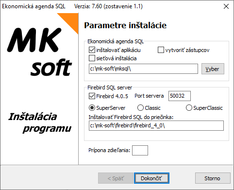 Inštalácia programu