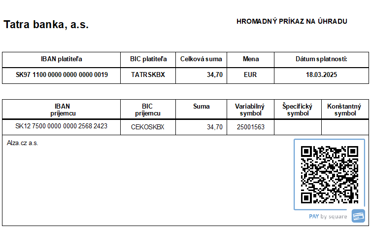 PBS príkazu na úhradu