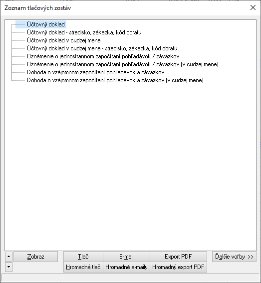 Zoznam tlačových zostáv